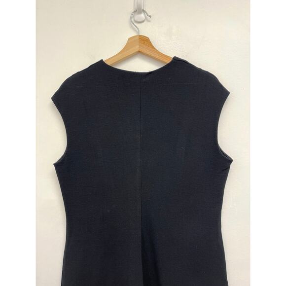 Vince V-Neck Bib Sheath Fitted Dress Career Classic Minimalist Basic - Size 12 - Picture 6 of 12